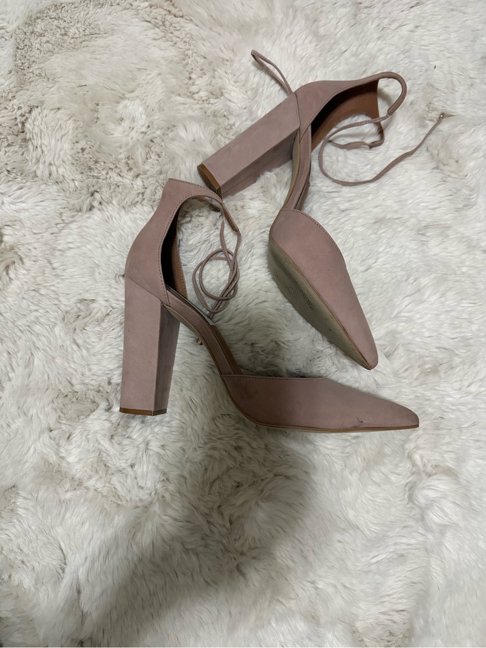 Steve Madden Mauve Lace-Up Block Heel Pumps